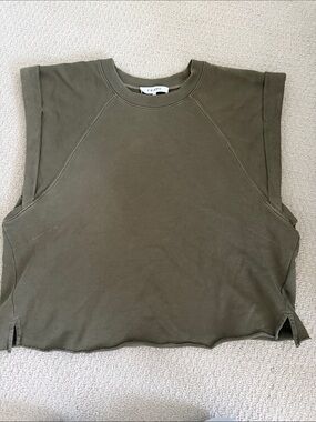 Frame Denim Olive Green Sleeveless Boxy Crop Top